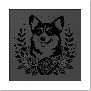 Playful Corgi with Floral Wreath Heart Enthusiast Posters and Art